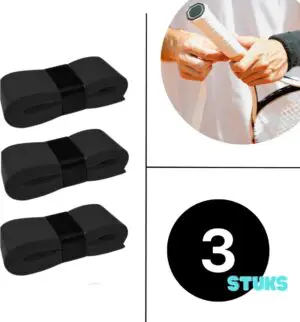 Black Overgrip Set - 3 stuks - Padel/Tennis/Badminton/squash - Griptape - Antislip - Racketaccesoires