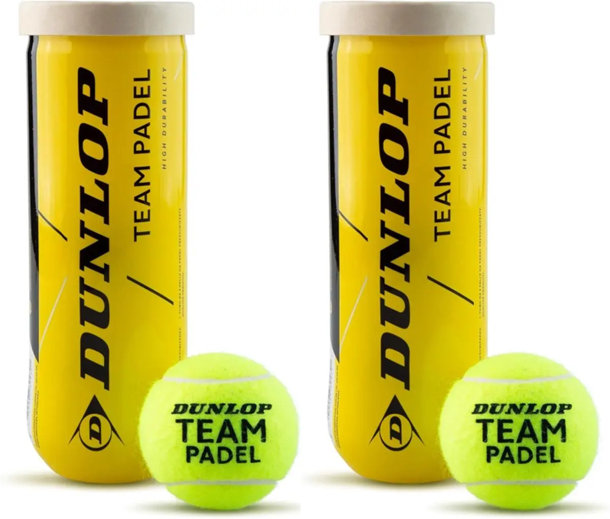 Dunlop Padel Team Padelballen - Padelballen - 6 ballen ( 2 blikken van 3 ballen) - Geel - Gasgevuld