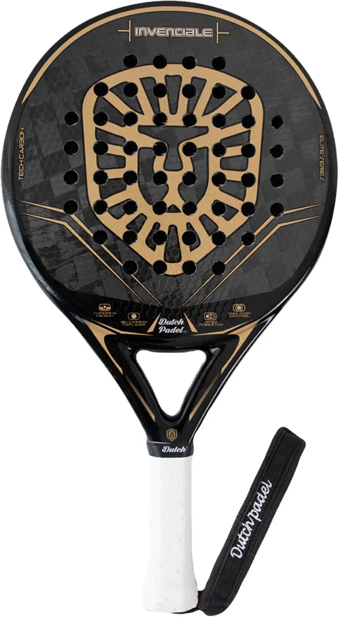 Dutch Padel, padelracket model Invencible 2 - Zwart/Goud