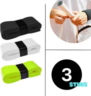 Multi Colour Overgrip Set - 3 stuks - Padel/Tennis/Badminton/squash - Wit / Zwart / Neon Geel - Griptape - Antislip - Racketaccesoires