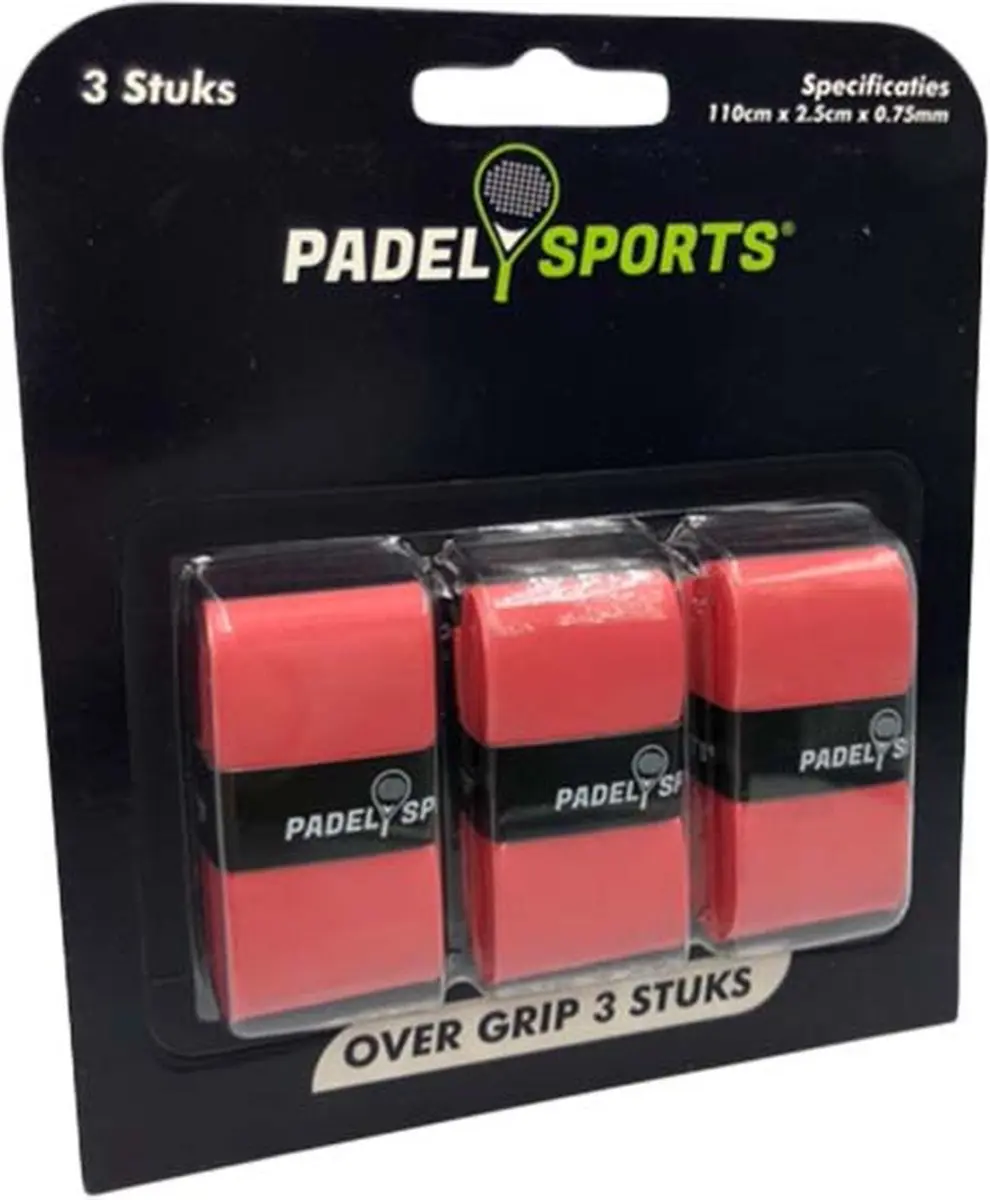 Overgrip - Grip - Griptape - Padel - Overgrip tennis - Overgrip padel - Racketaccessoires - Rood - 3 stuks - Padel Sports