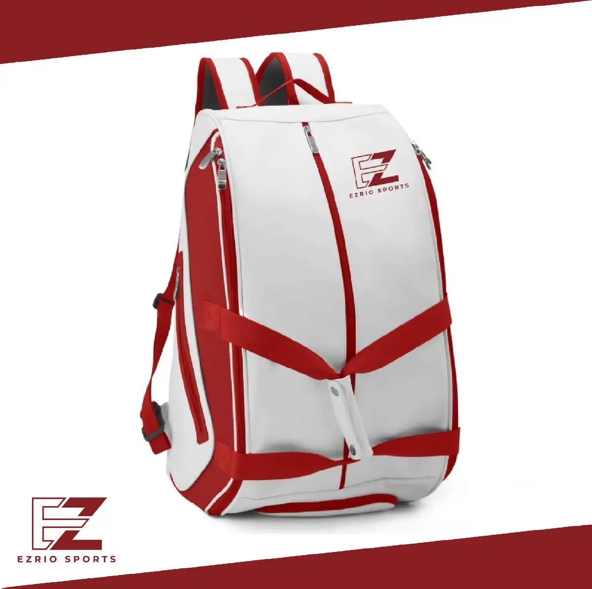 Padeltas - Padel Tas - Padel Rugzak - Padel Hoes - Voor Dames en Heren - Padeltassen - Rackettas - Racketbag - Pickleball - Tennistas - Sport Rugzak - Sportrugzak - Met Schoenenvak - PU leer - Waterdicht - Rood - Wit