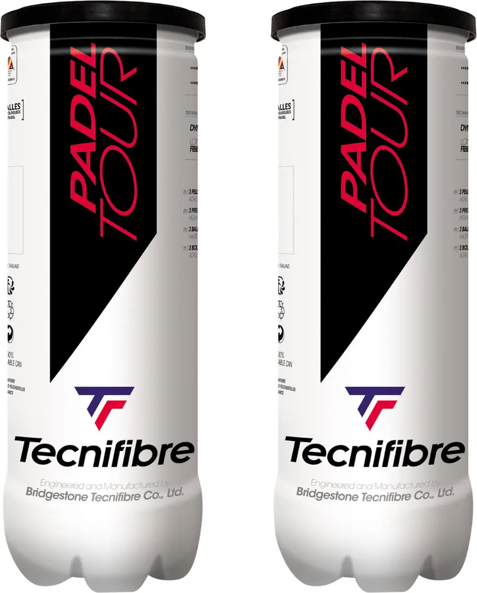 Tecnifibre Tour Padelballen - 6 ballen (2 blikken van 3) - Geel