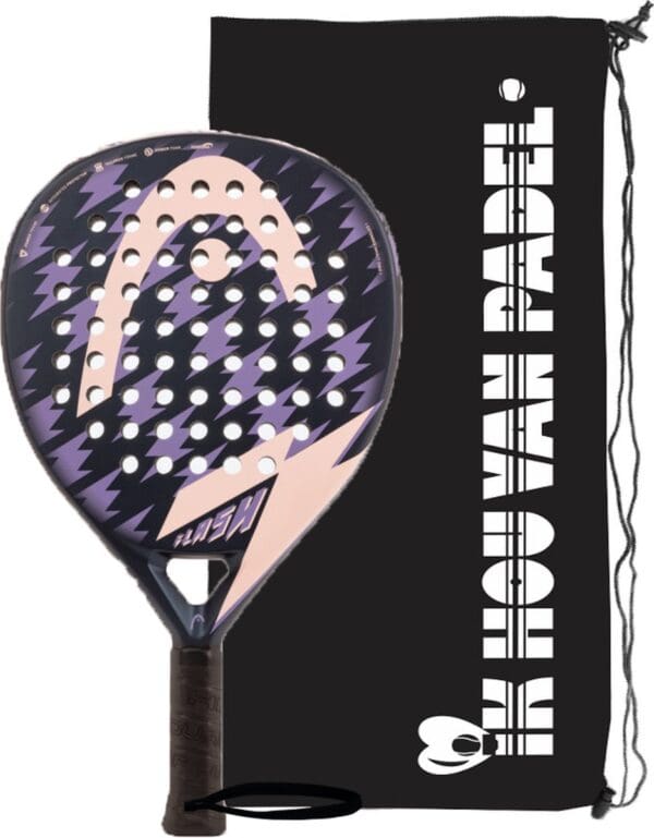 HEAD Flash padelracket - zwart / roze - met 'Ik hou van padel' racketbag