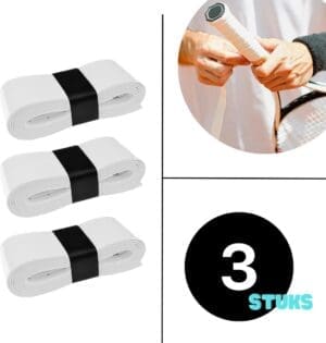 White Overgrip Set - 3 stuks - Padel/Tennis/Badminton/squash - Griptape - Antislip - Racketaccesoires